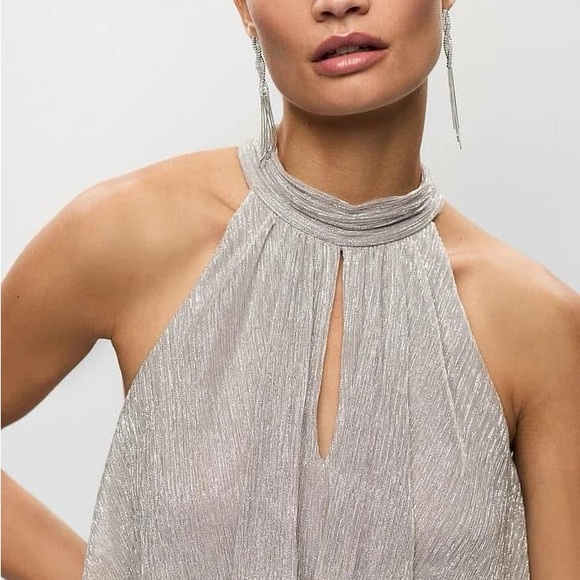 Melanie Lyne tiered silver dress - Size 0 - NWT - bridal formal dress trapeze - Picture 2 of 5